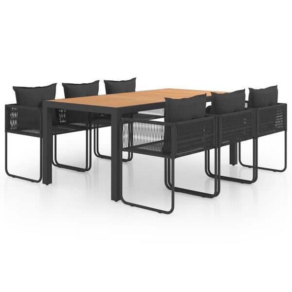 vidaXL Ensemble &agrave; Manger de jardin 7pcs PVC r&eacute;sine tress&eacute;e noir marron