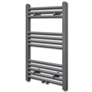 vidaXL S&egrave;che-serviettes eau chaude &agrave; rails droits gris 500x764 mm