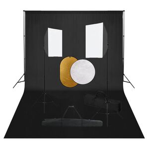 vidaXL Kit de studio photo bo&icirc;tes &agrave; lumi&egrave;re toile de fond r&eacute;flecteur