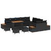 vidaXL Ensemble de canap&eacute; de jardin avec coussin 14 pcs Noir