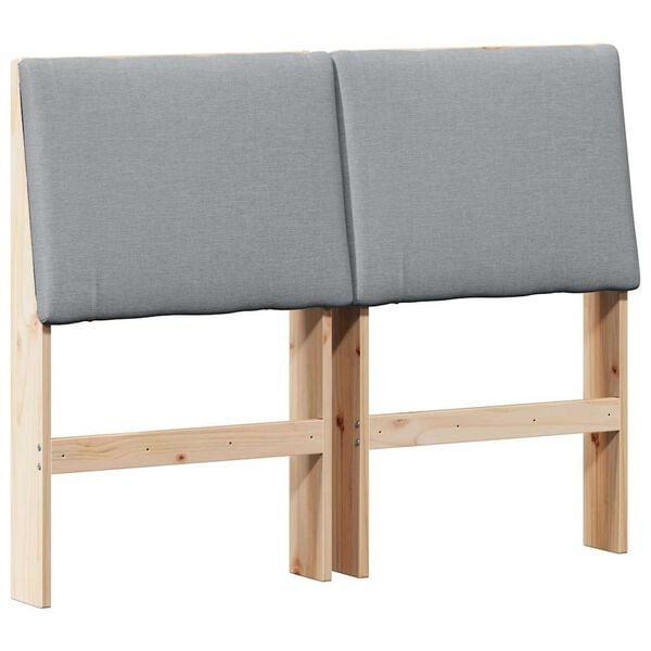 vidaXL T&ecirc;te de lit capitonn&eacute;e Gris clair 120 cm Pin massif