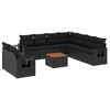 vidaXL Salon de jardin 10 pcs avec coussins noir r&eacute;sine tress&eacute;e