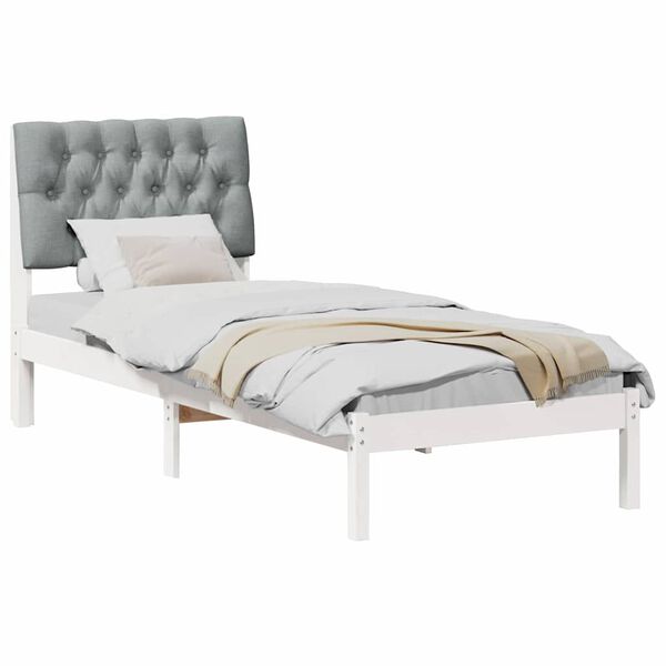 vidaXL Cadre de lit avec t&ecirc;te de lit rembourr&eacute;e Blanc 75 x 190 cm