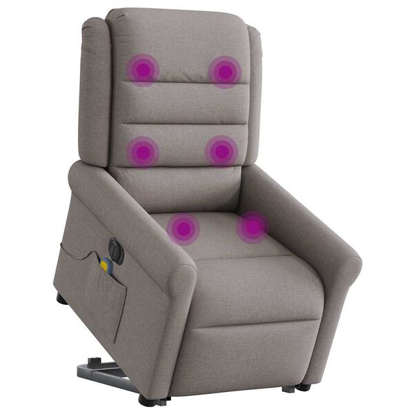 vidaXL Fauteuil inclinable de massage &eacute;lectrique Taupe Tissu
