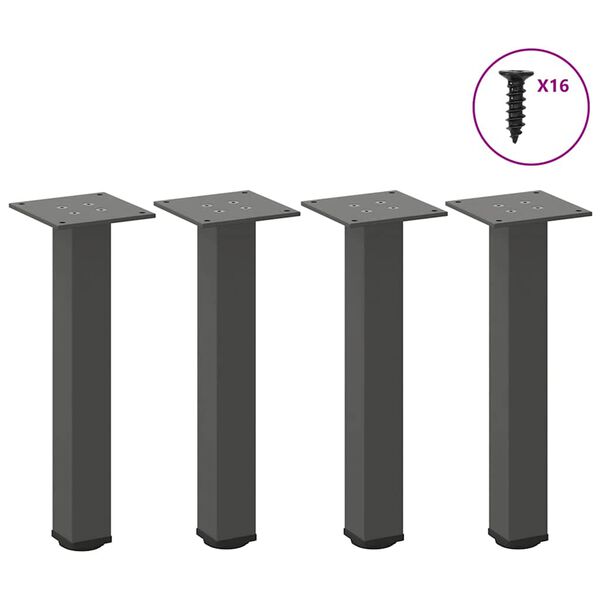vidaXL Pieds de table basse 4 pi&egrave;ces Anthracite 42-44 cm Acier