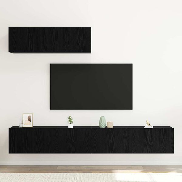vidaXL Ensemble meuble TV 3 pcs Ch&ecirc;ne noir Bois d'ing&eacute;nierie