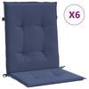 vidaXL Coussins de chaise &agrave; dossier bas lot de 6 bleu marine tissu