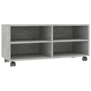 vidaXL Meuble TV avec roulettes Gris b&eacute;ton 90x35x35 cm Bois ing&eacute;nierie