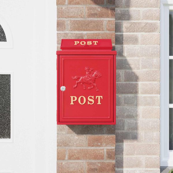 vidaXL Bo&icirc;te aux lettres murale Rouge 29 x 13 x 41 cm Aluminium coul&eacute;