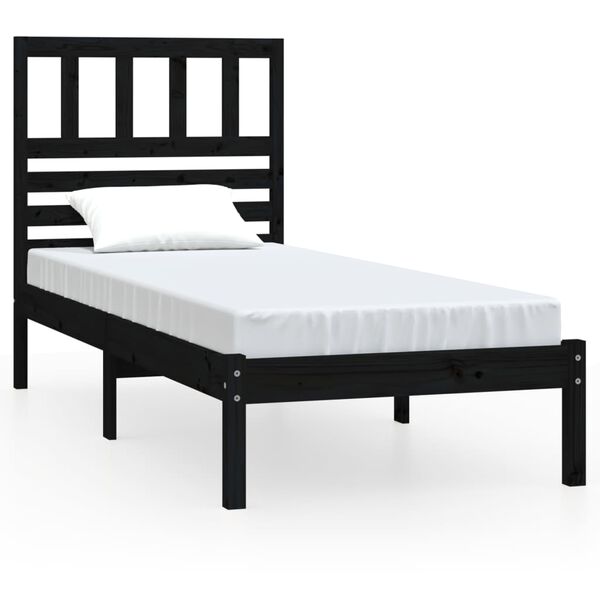 vidaXL Cadre de lit sans matelas noir bois massif de pin 100x200 cm