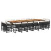 vidaXL Ensemble &agrave; manger de jardin 17 pcs coussins noir r&eacute;sine tress&eacute;e