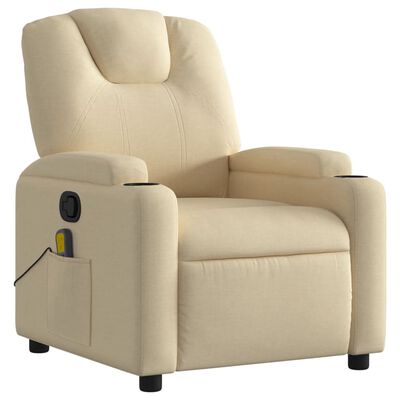 vidaXL Fauteuil de massage inclinable Crème Tissu