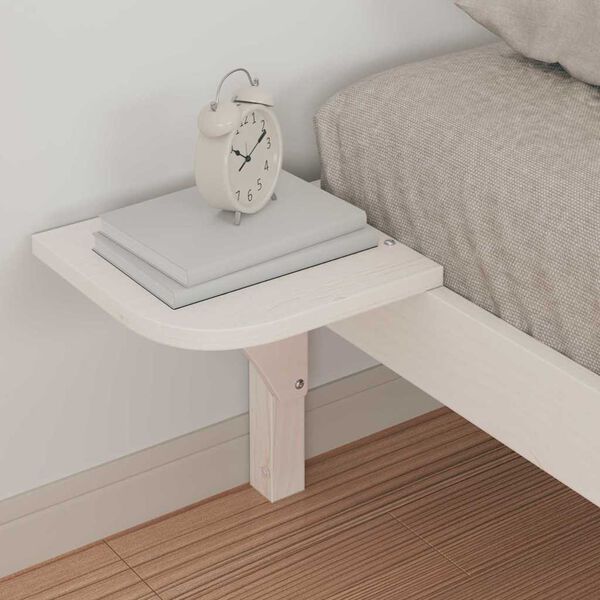 vidaXL Cadre de lit avec tables de chevet Blanc 90 x 210 cm Pin massif