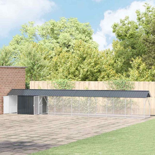 vidaXL Cage pour oiseaux Anthracite 844 x 103 x 142 cm Acier galvanis&eacute;