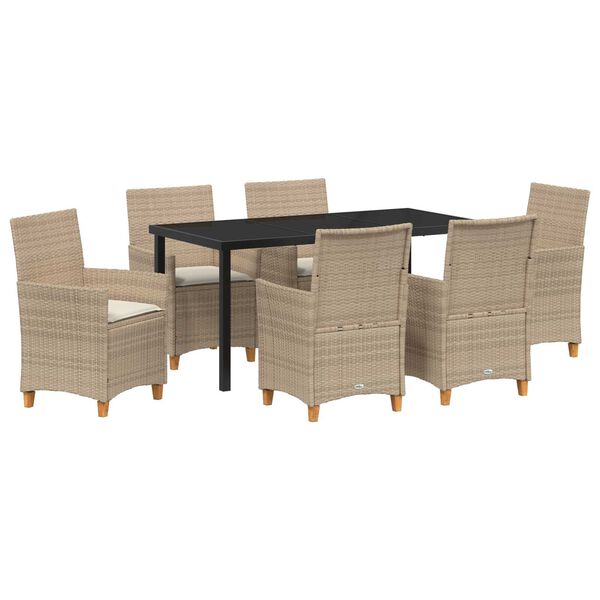 vidaXL Ensemble de salle &agrave; manger pour jardin 7 pcs Beige polyrotin