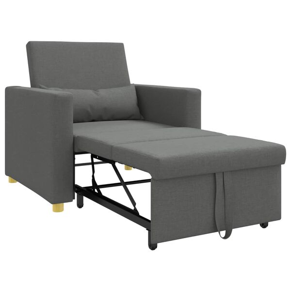 vidaXL Canap&eacute;-lit escamotable simple Gris fonc&eacute; 90 x 165 x 87 cm tissu