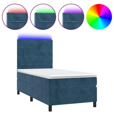 vidaXL Sommier à lattes de lit matelas LED Bleu foncé 80x200cm Velours