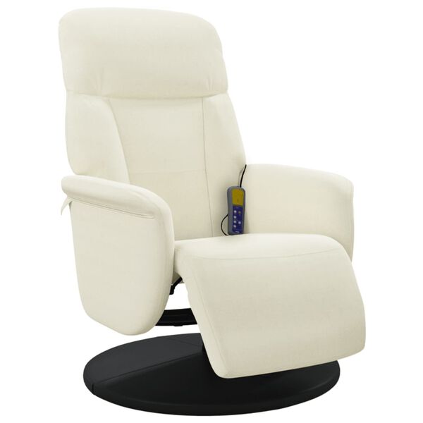 vidaXL Fauteuil inclinable de massage avec repose-pieds cr&egrave;me velours