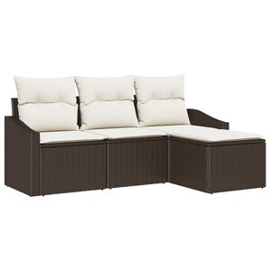 vidaXL Ensemble de Canap&eacute;s 4 pc Marron et Cr&egrave;me polyrotin