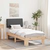 vidaXL Cadre de lit avec t&ecirc;te de lit rembourr&eacute;e Gris fonc&eacute; 90 x 200 cm