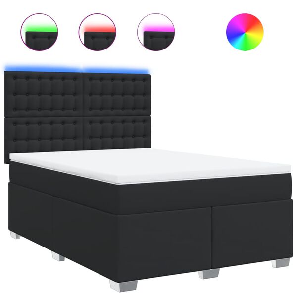 vidaXL Sommier &agrave; lattes de lit avec matelas Noir 140x200 cm Similicuir