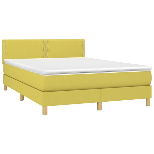 vidaXL Sommier &agrave; lattes de lit avec matelas LED Vert 140x190 cm Tissu