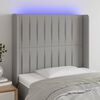 vidaXL T&ecirc;te de lit &agrave; LED Gris clair 103x16x118/128 cm Tissu