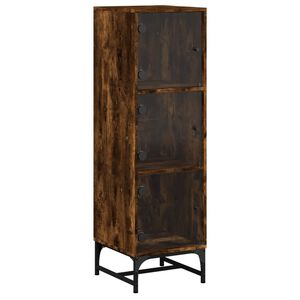 vidaXL Buffet avec portes en verre ch&ecirc;ne fum&eacute; 35x37x120 cm