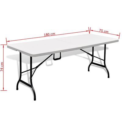 vidaXL Table pliable avec 2 bancs 180 cm PEHD Blanc