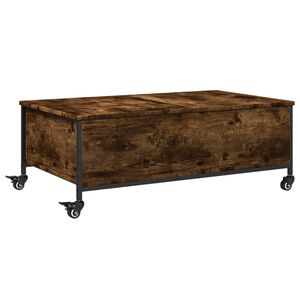 vidaXL Table basse avec roulettes ch&ecirc;ne fum&eacute; bois d'ing&eacute;nierie