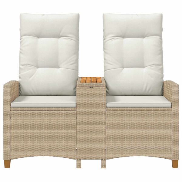 vidaXL Banc inclinable avec table Beige et blanc cr&egrave;me polyrotin