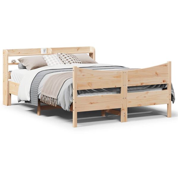 vidaXL Cadre de lit avec t&ecirc;te de lit 135x190 cm bois de pin massif