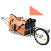 vidaXL Remorque &agrave; bagages pour v&eacute;lo avec sac Orange et noir