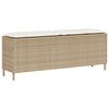 vidaXL Banc de jardin avec coussin beige 110x30x40,5 cm r&eacute;sine tress&eacute;e