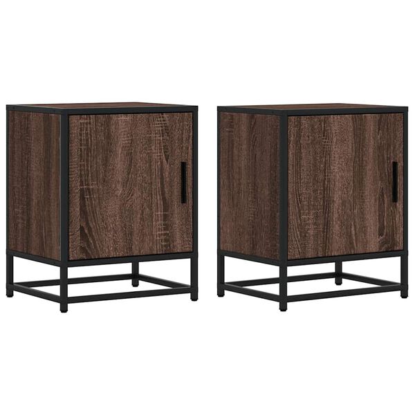 vidaXL Tables de chevet 2 pcs chêne marron bois d'ingénierie et métal