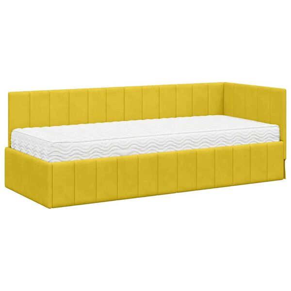 vidaXL Cadre de lit d'angle avec matelas 2 pcs Jaune Velours