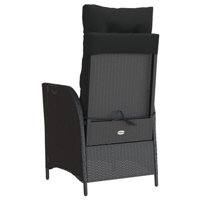 vidaXL Chaise inclinable de jardin et repose-pied noir résine tressée