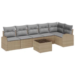 vidaXL Ensemble de canap&eacute; de jardin 7 pcs beige et gris clair