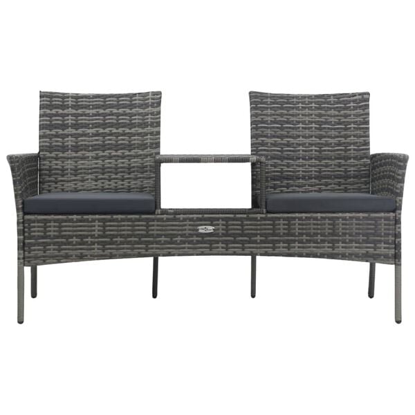 vidaXL Canap&eacute; jardin 2 places et table basse R&eacute;sine tress&eacute;e Anthracite