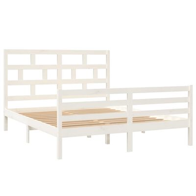 vidaXL Cadre de lit Blanc Bois de pin massif 160x200 cm