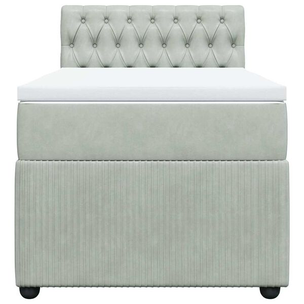 vidaXL Sommier &agrave; lattes de lit et matelas Gris clair 100x200cm Velours