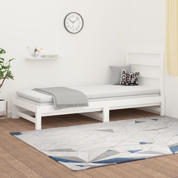 vidaXL Lit coulissant sans matelas blanc 2x(90x200) cm