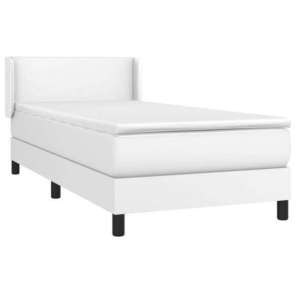 vidaXL Sommier &agrave; lattes de lit avec matelas Blanc 90x200 cm Similicuir