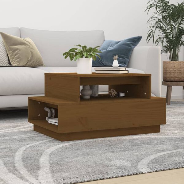 vidaXL Table basse Marron miel 80x55x40,5 cm Bois massif de pin