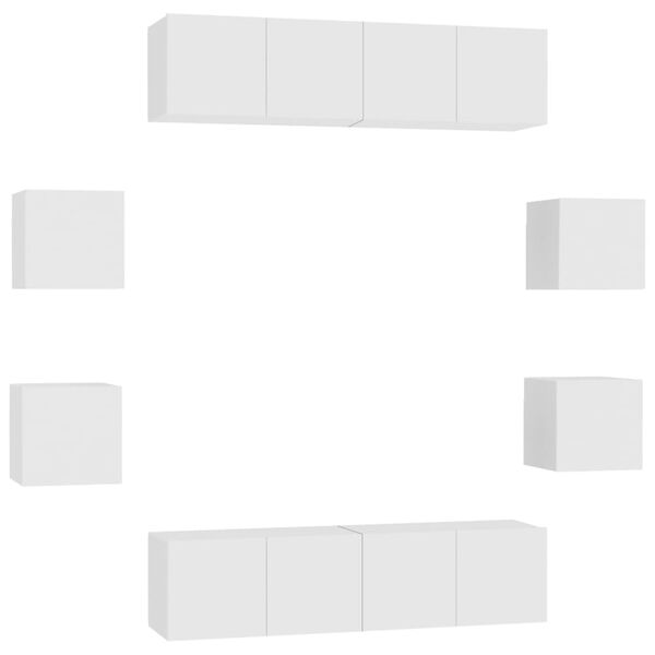 vidaXL Ensemble de meubles TV 8 pcs Blanc Bois d'ing&eacute;nierie