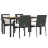 vidaXL Ensemble &agrave; manger de jardin coussins 5pcs Noir R&eacute;sine tress&eacute;e