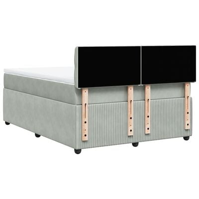 vidaXL Sommier à lattes de lit et matelas Gris clair 160x200cm Velours