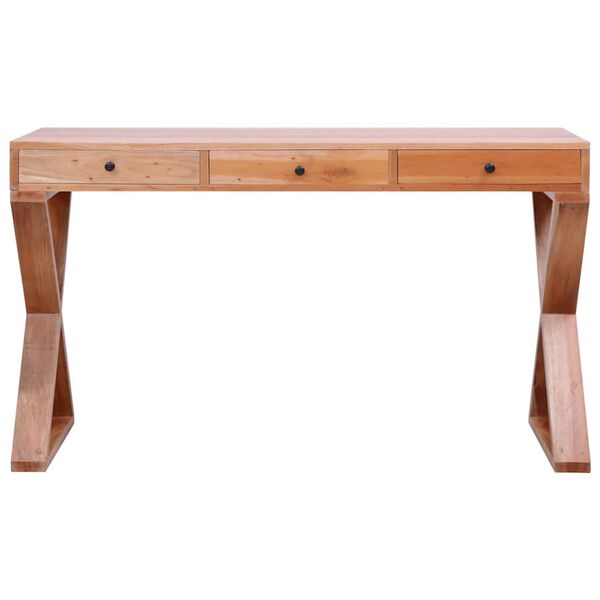 vidaXL Bureau d'ordinateur Naturel 115x47x77 cm Bois d'acajou massif