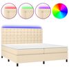vidaXL Sommier &agrave; lattes de lit et matelas et LED Cr&egrave;me 200x200cm Tissu