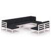 vidaXL Salon de jardin 10 pcs avec coussins Blanc Bois de pin massif